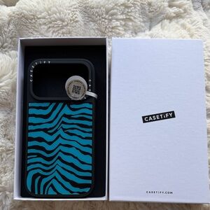 Casetify Teal Zebra Pattern Phone Case MagSafe